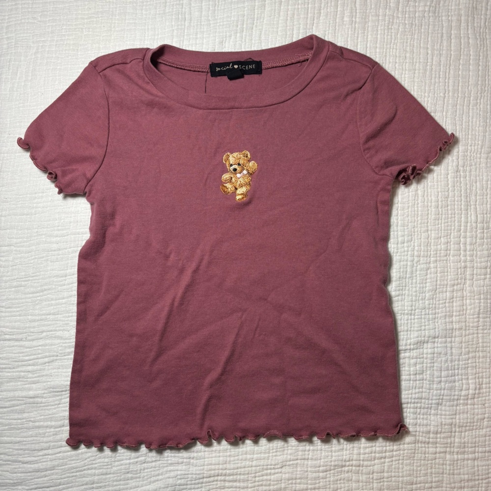 Social Scene Dusty Rose Teddy Bear Kids T-Shirt